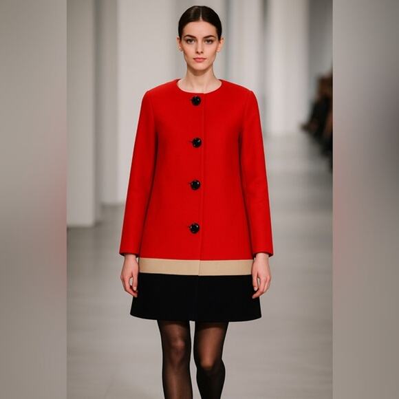 kate spade Jackets & Blazers - Kate Spade Garby 100% Wool Coat Red Black Ivory Size 4 NWT